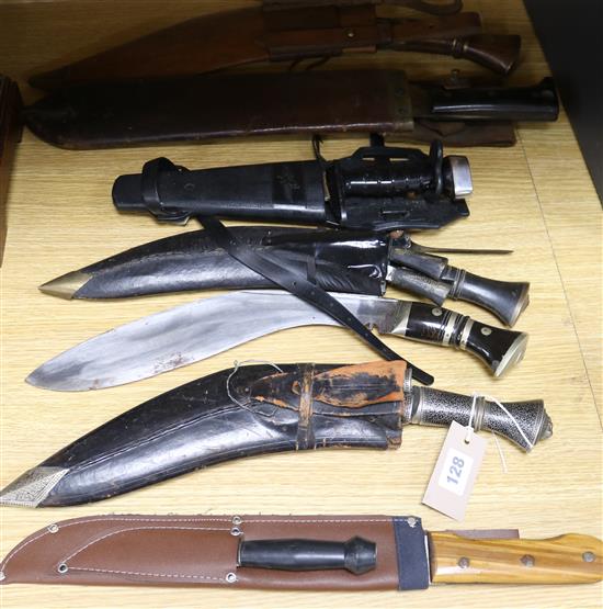 Seven Kukri and other knives